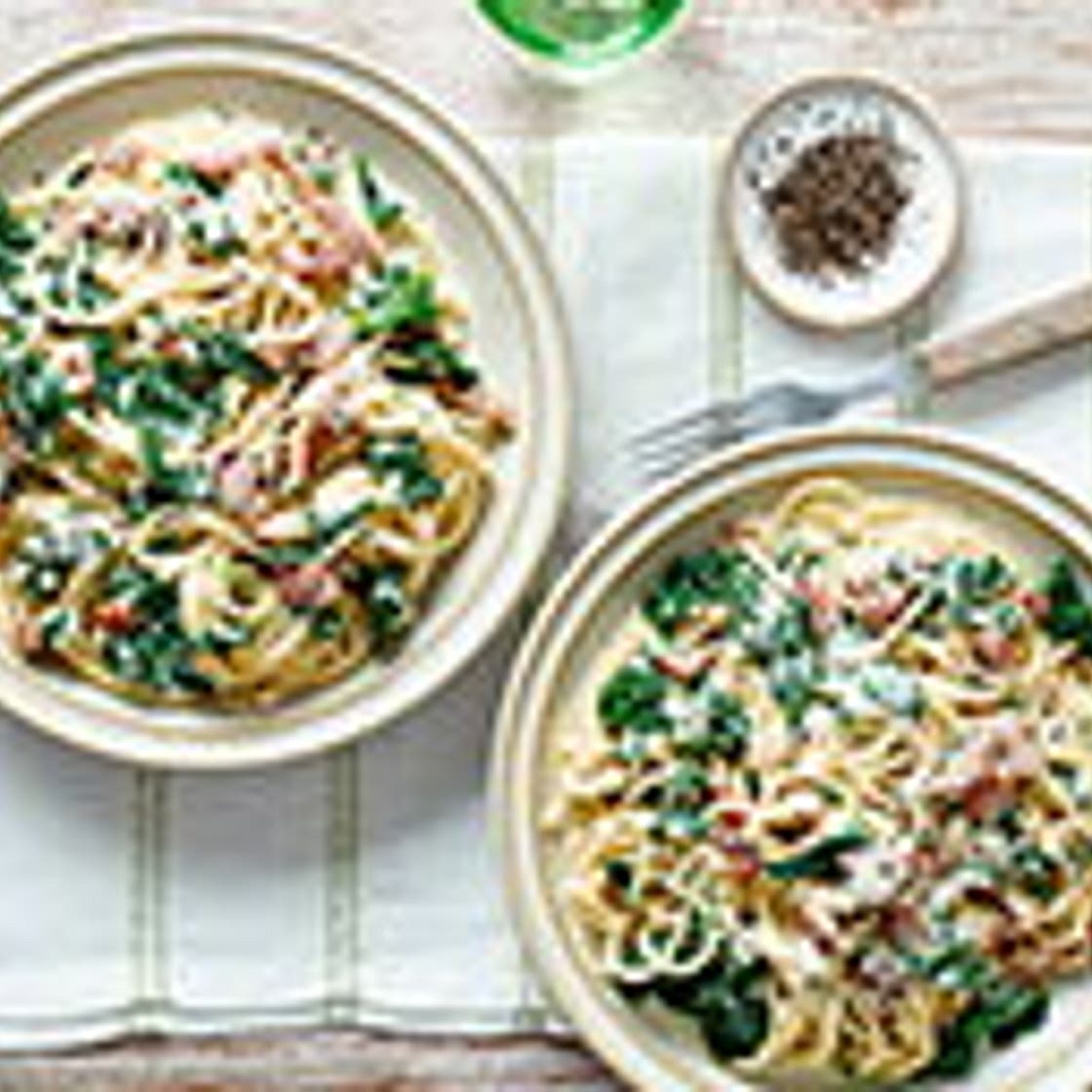 Bacon and spinach spaghetti
