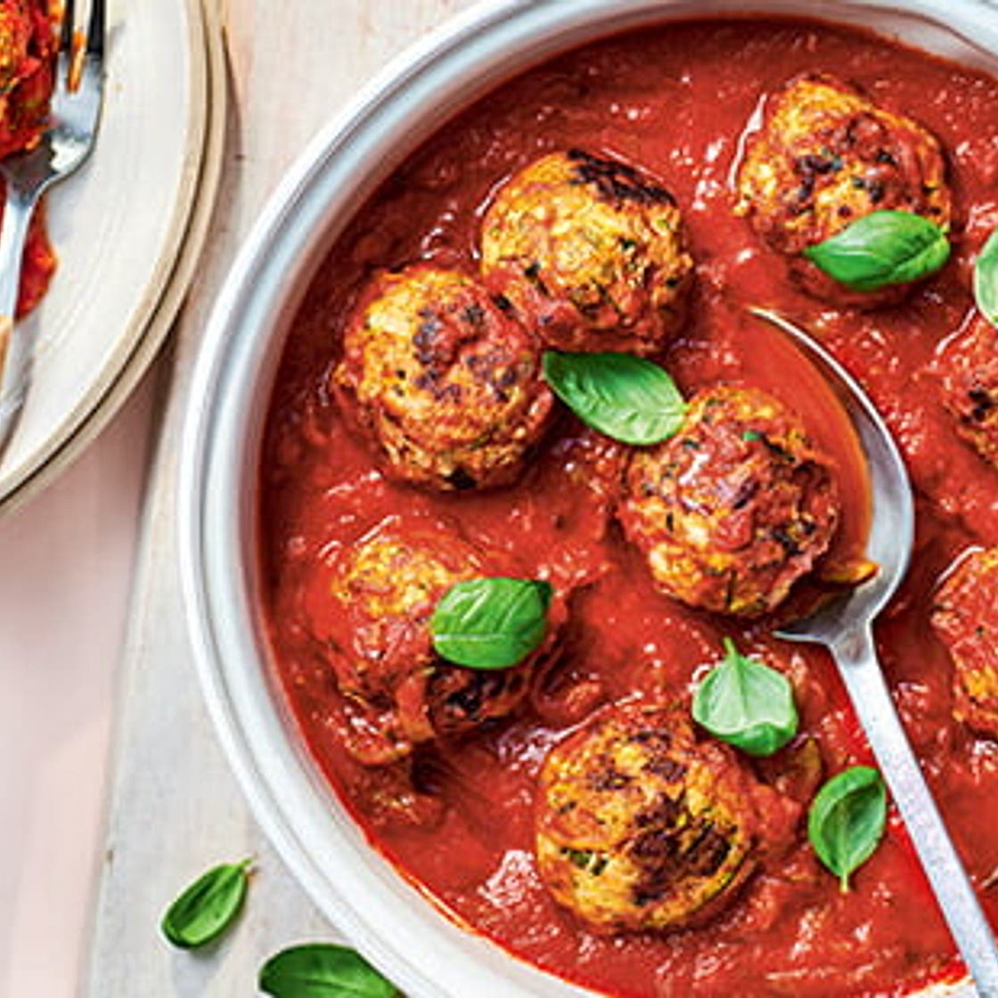 Chicken, courgette and basil meatballs
