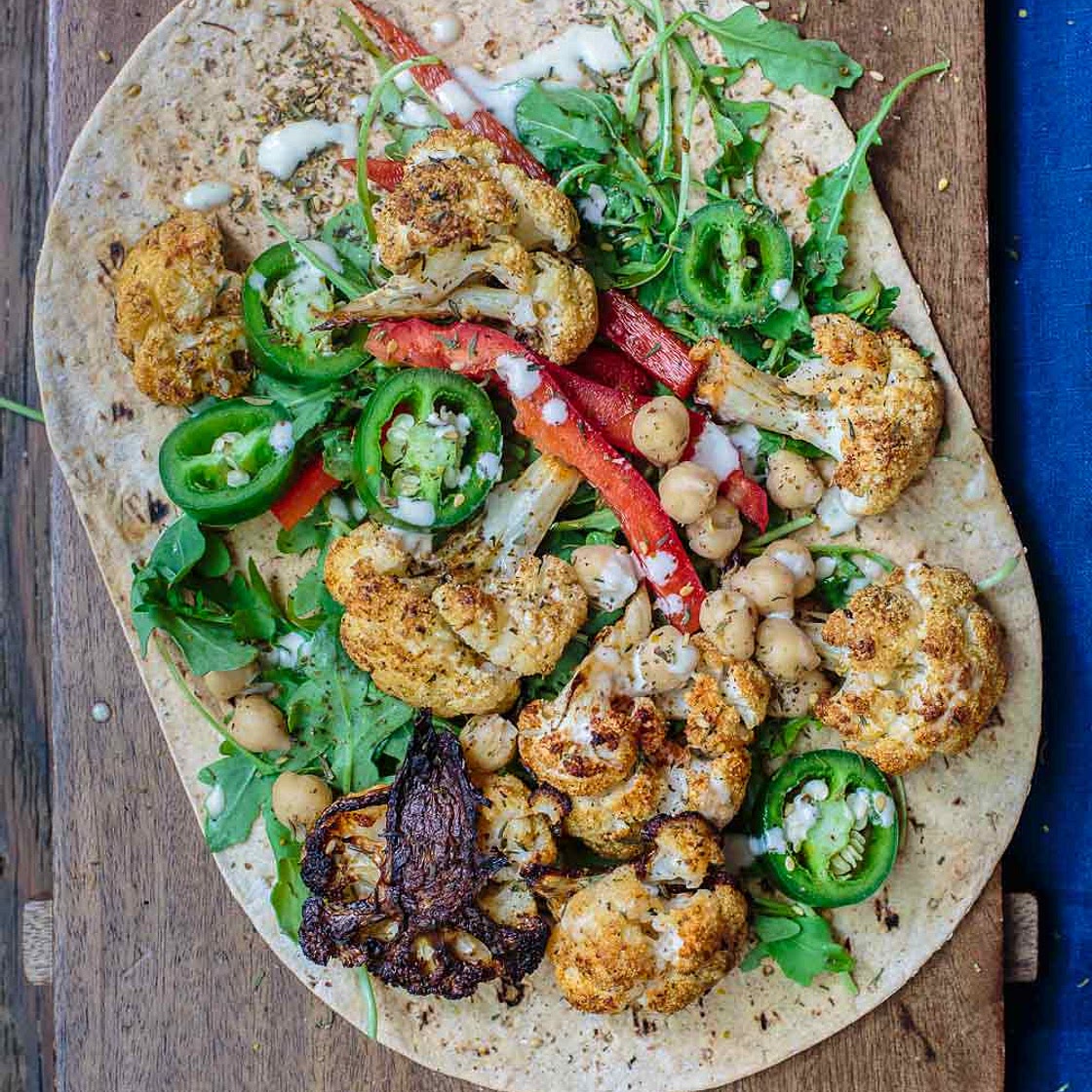 Mediterranean Vegan Wraps with Cauliflower and Tahini