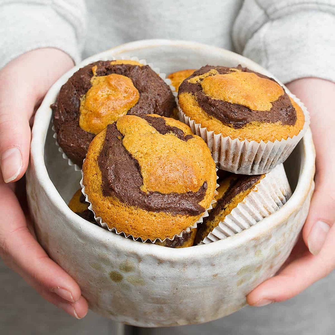 Vegan Pumpkin Muffins With Chocolate Swirl