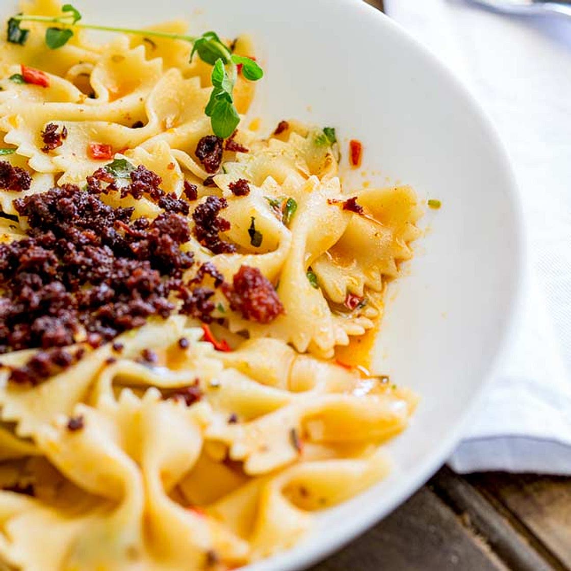 Chili Pasta with Crispy Chorizo Crumb