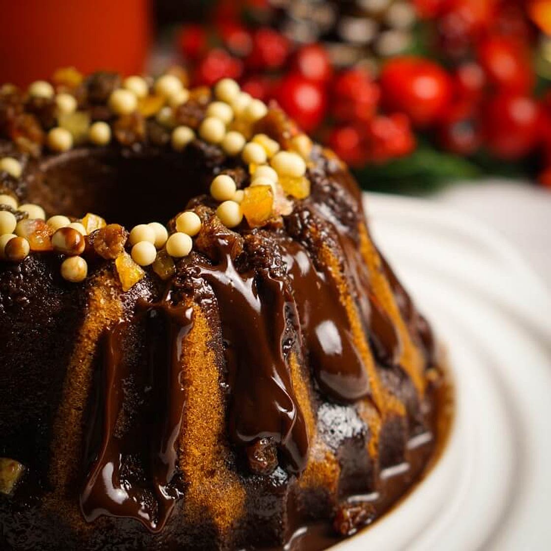 Coconut Bundt Cake with Dark Chocolate Ganache