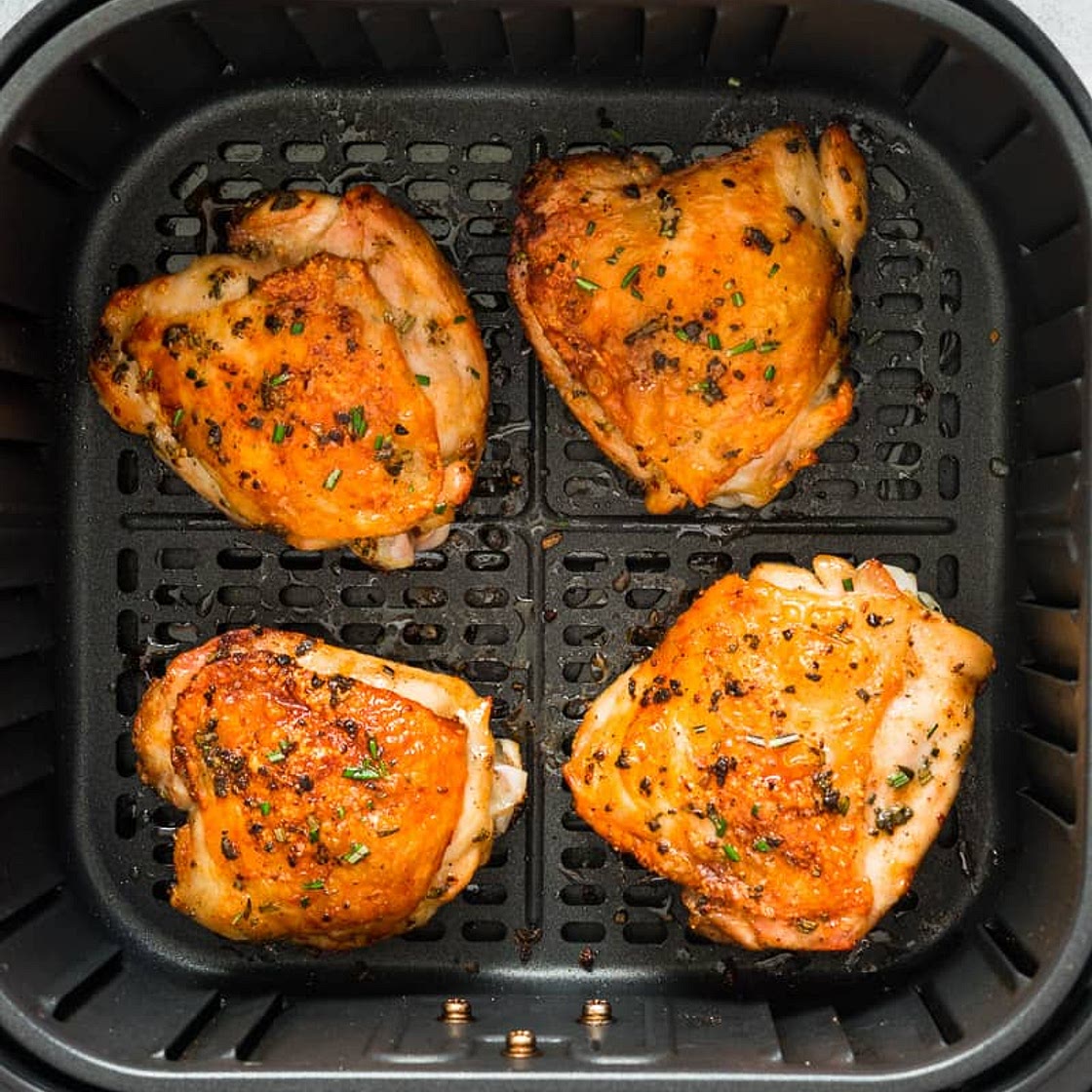 Easy Air Fryer Chicken Thighs Bone-in, Skin-on