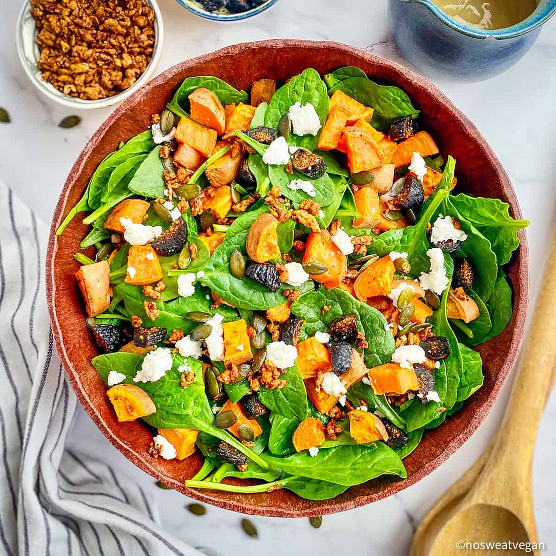 Sweet Potato Spinach Salad (Vegan)