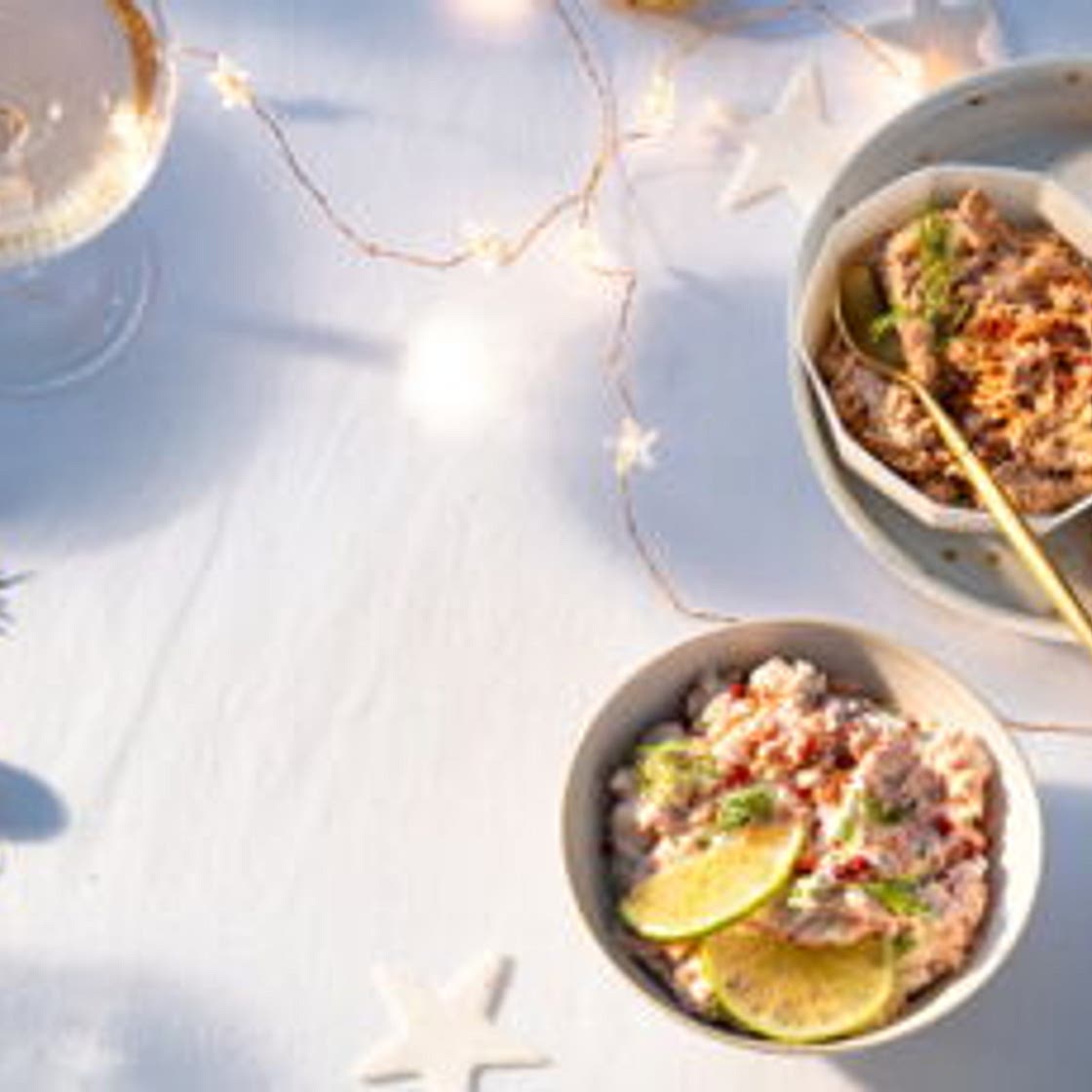 Rillettes de truite à la ciboulette et homard au citron vert