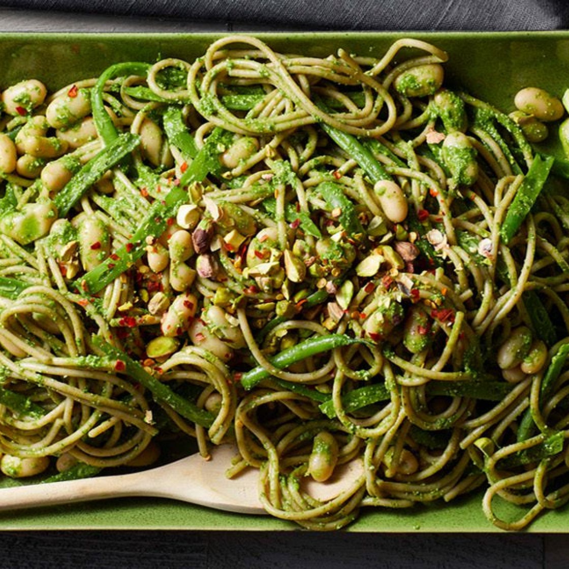 Green Bean Pasta with Cashew Pesto