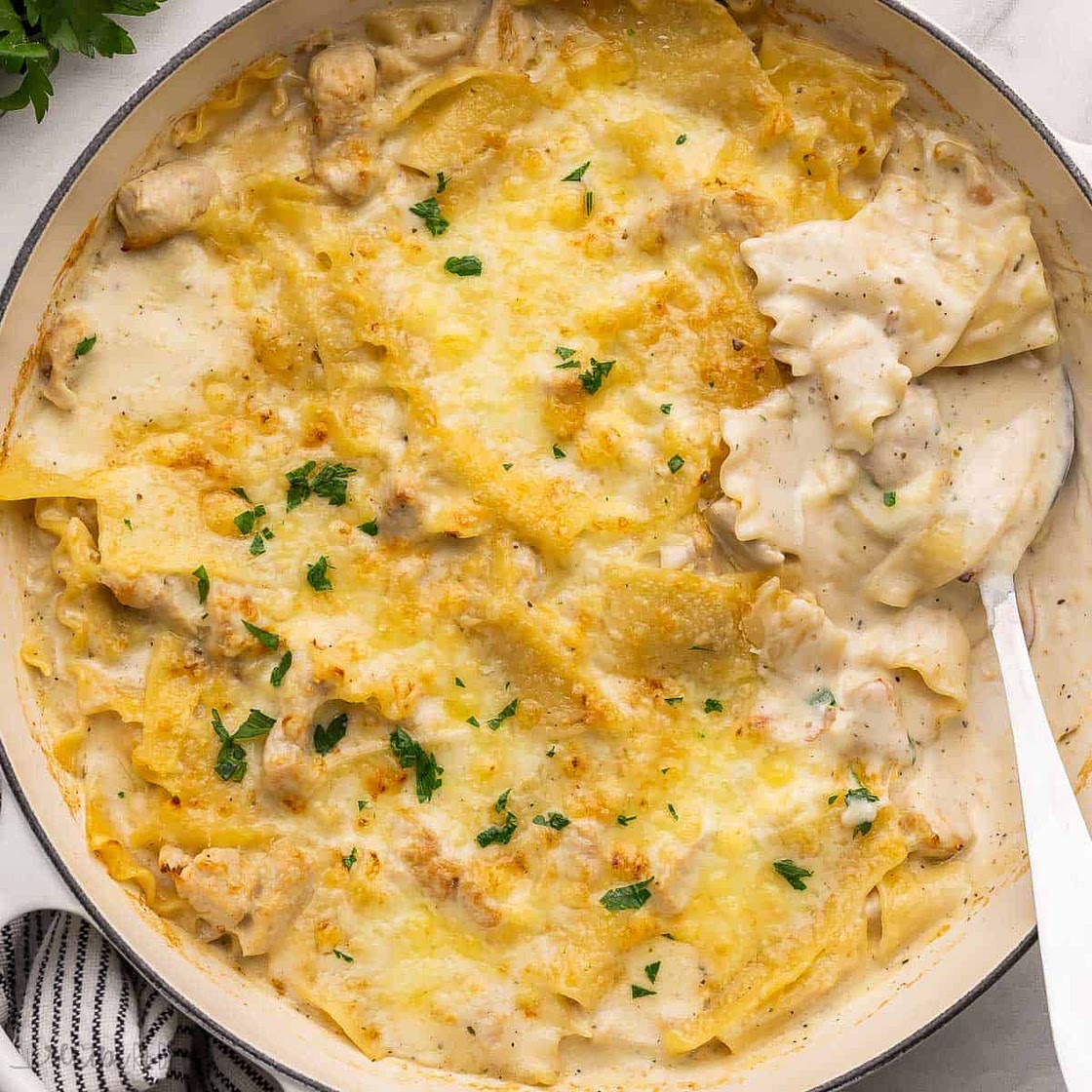 White Chicken Skillet Lasagna