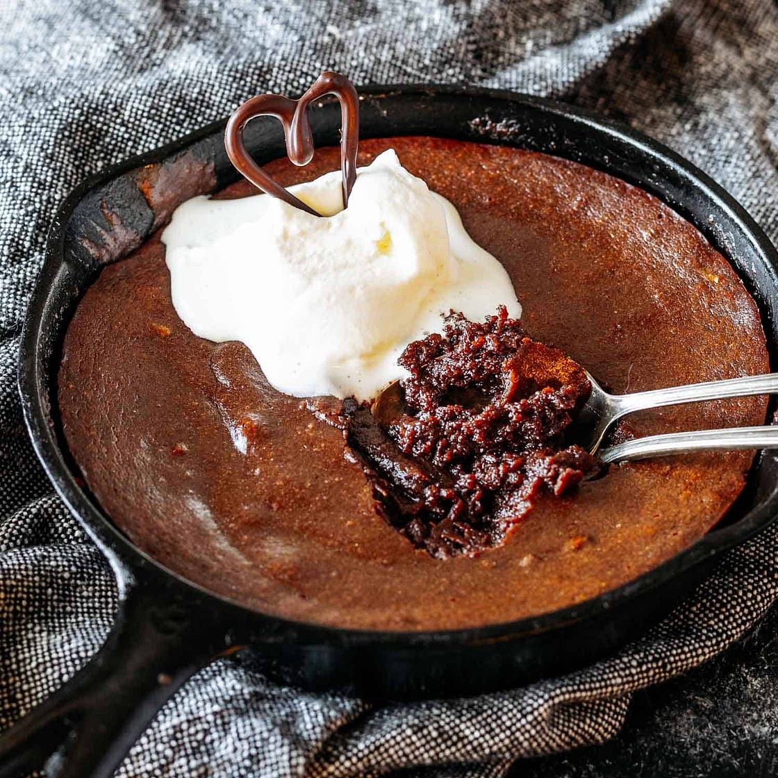 Keto Chocolate Molten Lava Skillet Cake for 2