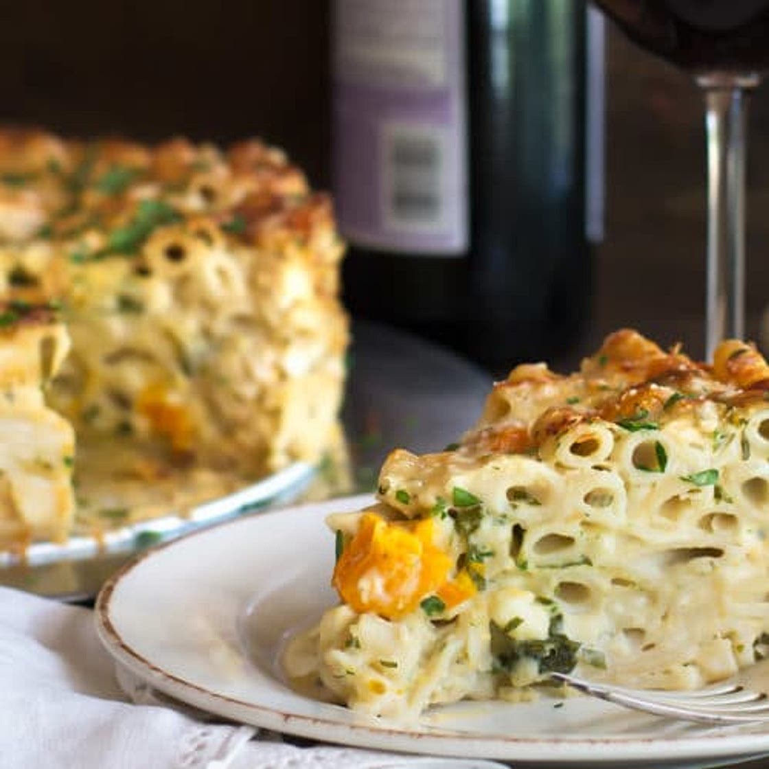 Four Cheese Baked Penne with Greens & Tomatoes