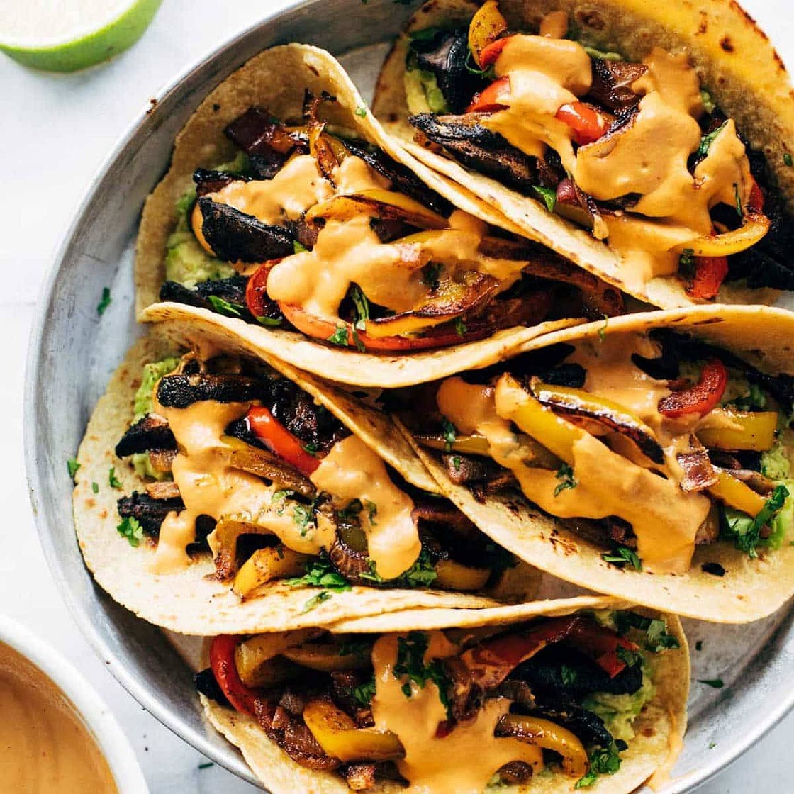 Vegan Sheet Pan Fajitas with Chipotle Queso