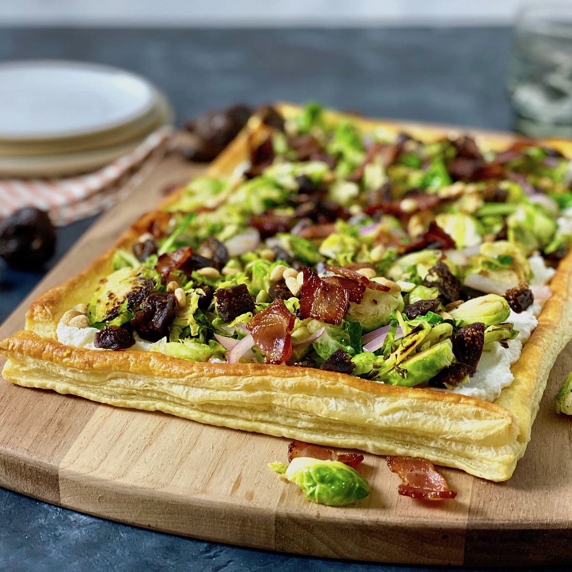 Brussels Sprouts Ricotta and Bacon Tart