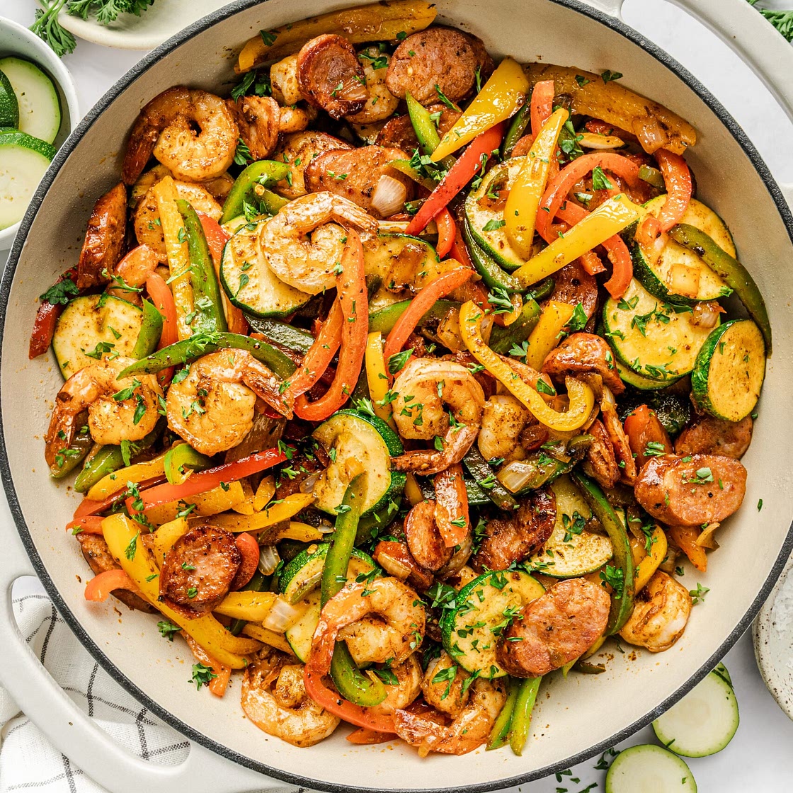 Low Carb Shrimp and Sausage Skillet