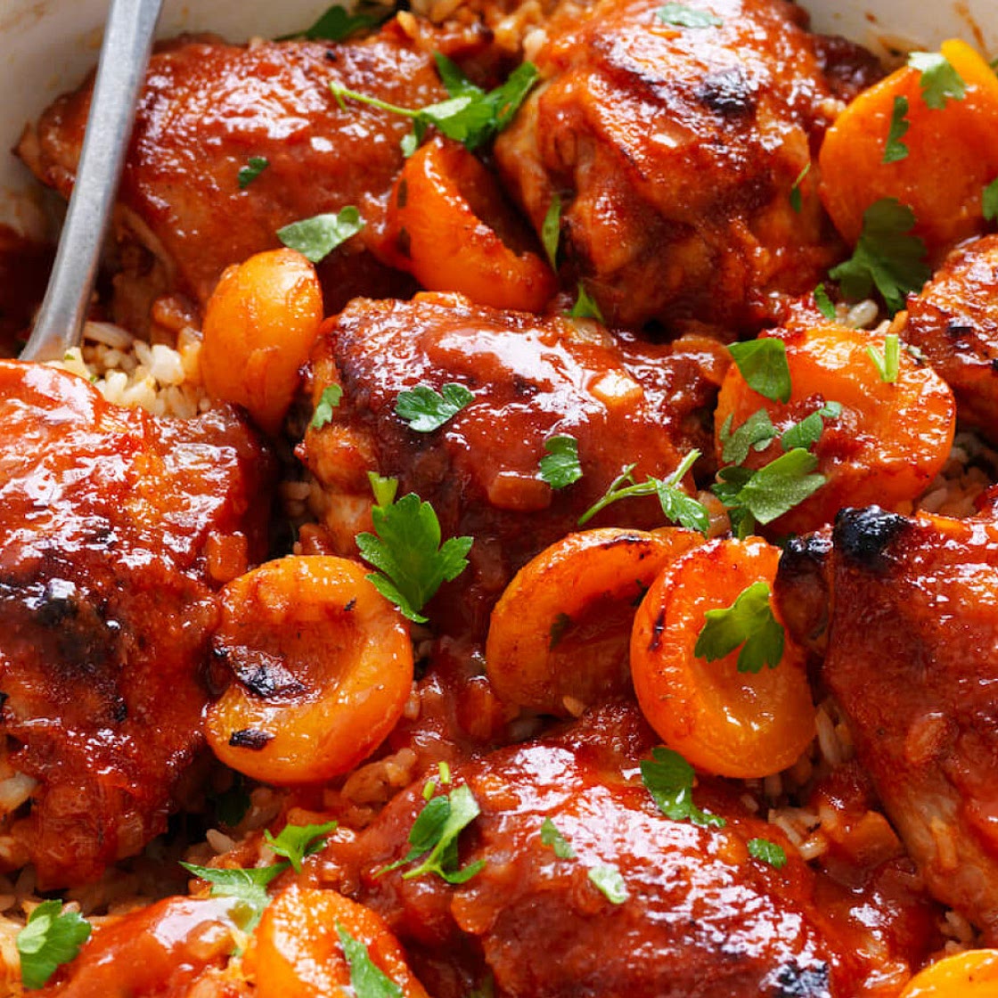 Easy One-pan Apricot Chicken and Rice