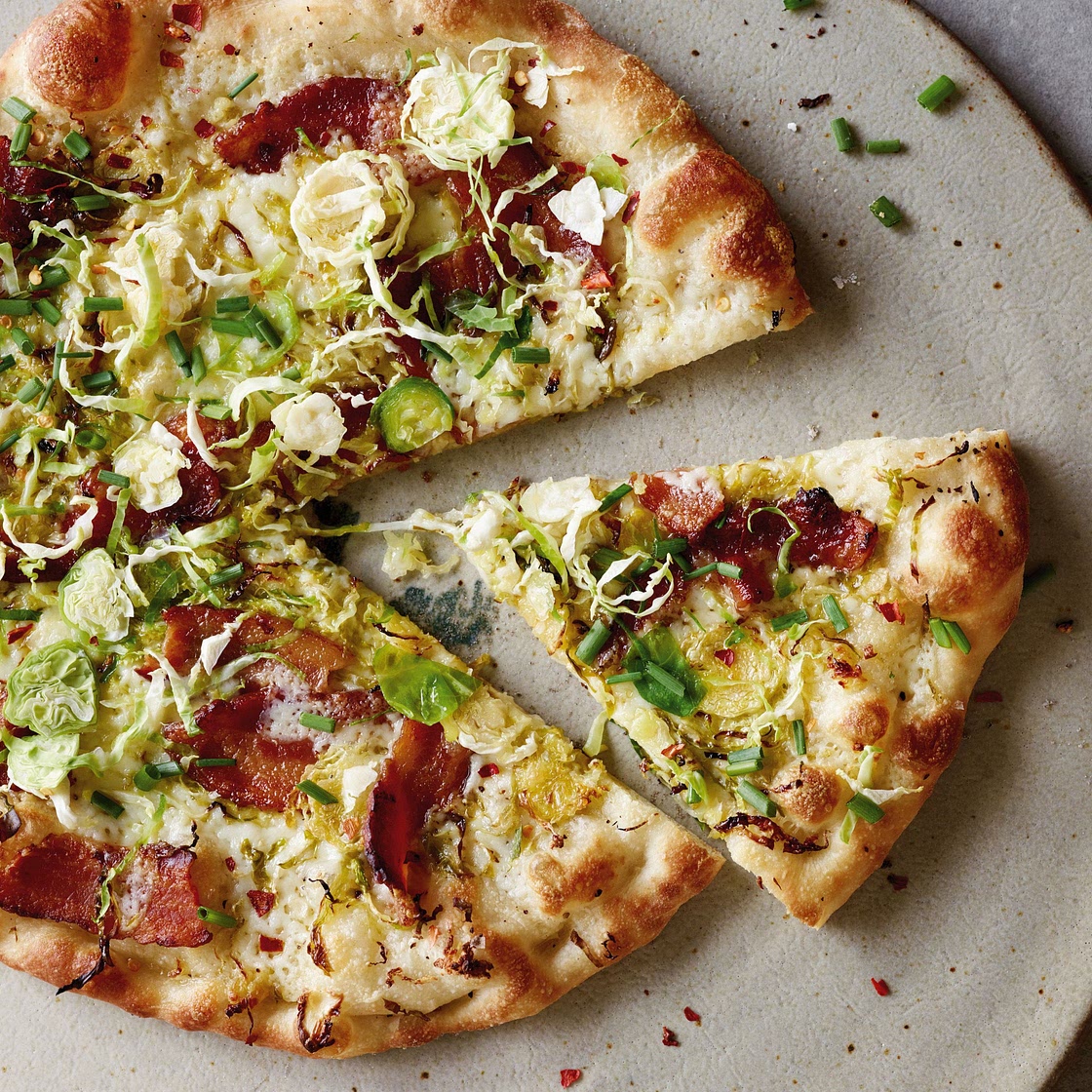 Gaby Dalkin's Shaved Brussels Sprouts and Bacon Pizza
