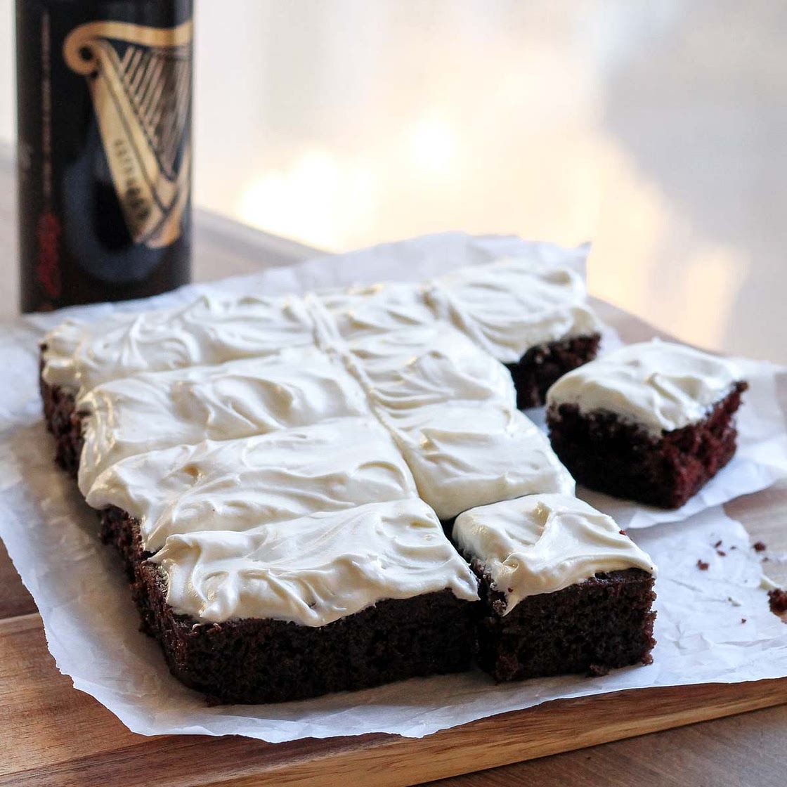 Single Layer Guinness Cake with Irish Cream Frosting