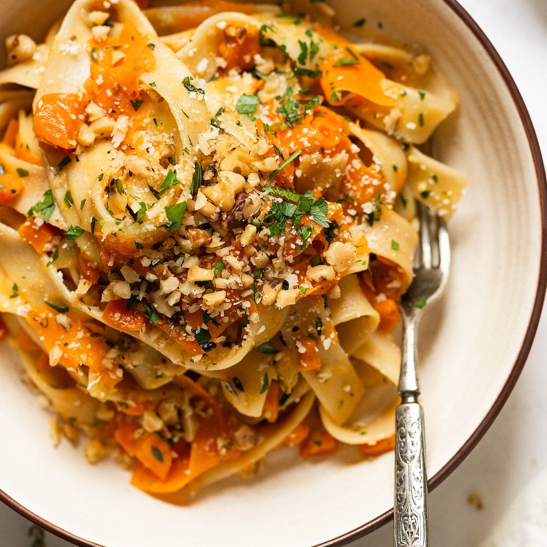 Carrot Pasta with Carrot Ribbons and Fresh Thyme