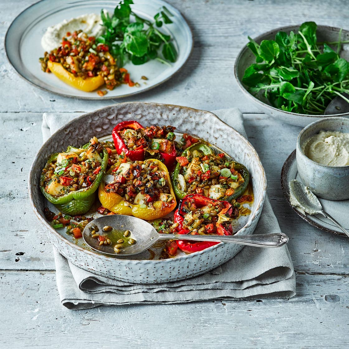 Halloumi-stuffed peppers