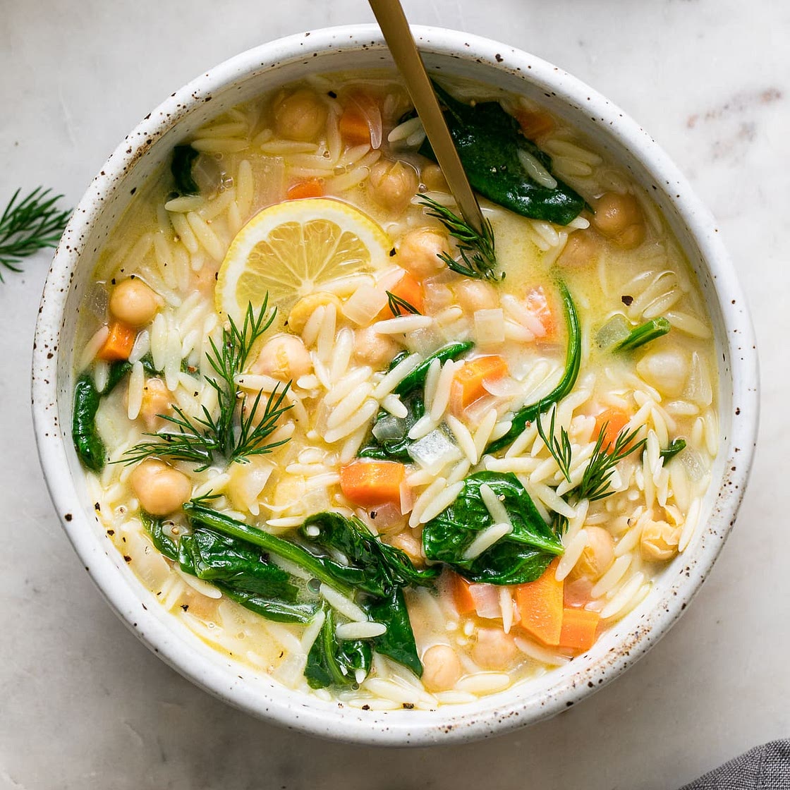 LEMON CHICKPEA ORZO SOUP