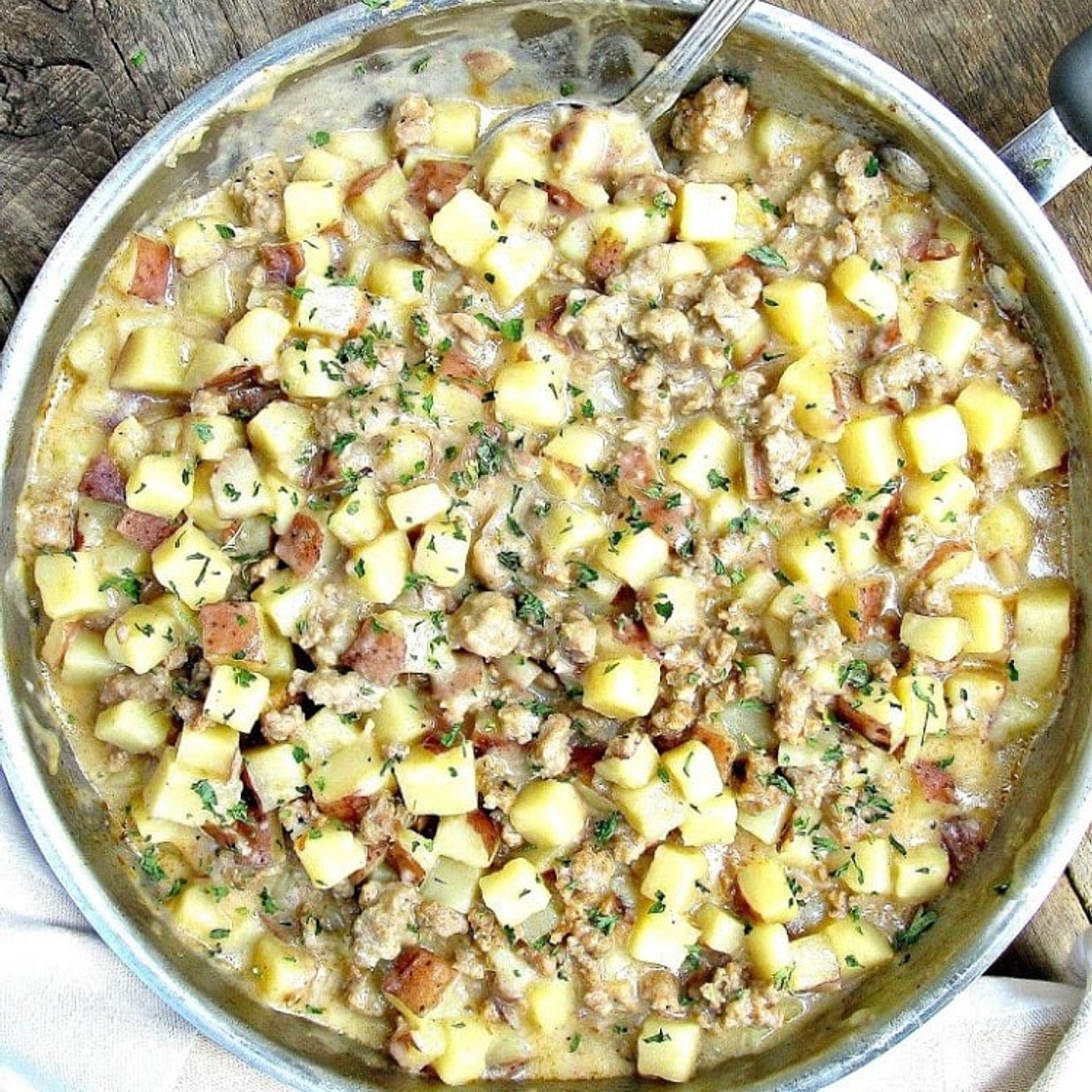 Creamy Sausage and Potatoes- a 30 minute dinner