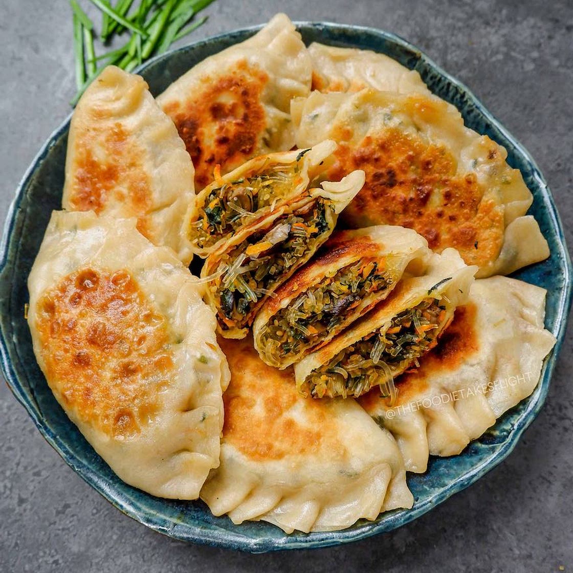 Vegan Chinese Chive Pies or Pockets (韭菜盒子)