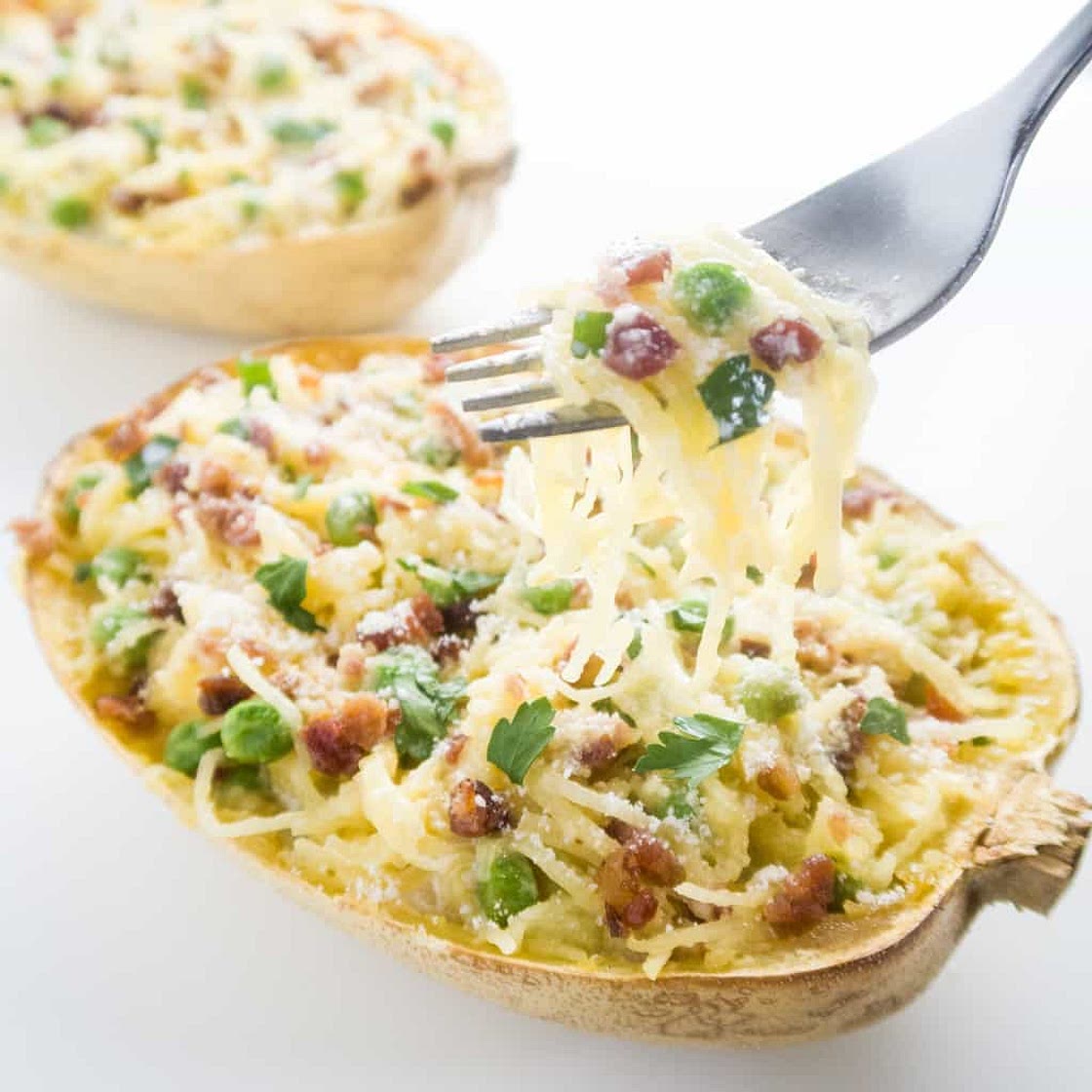Low Carb Spaghetti Squash Carbonara Recipe