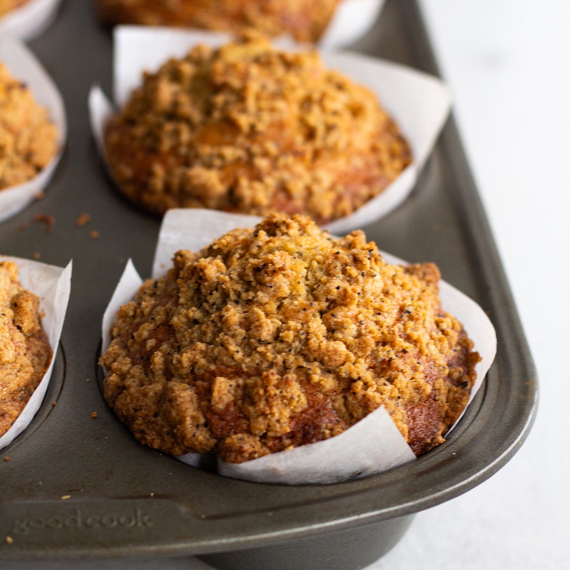Layered Peach Coffee Muffins