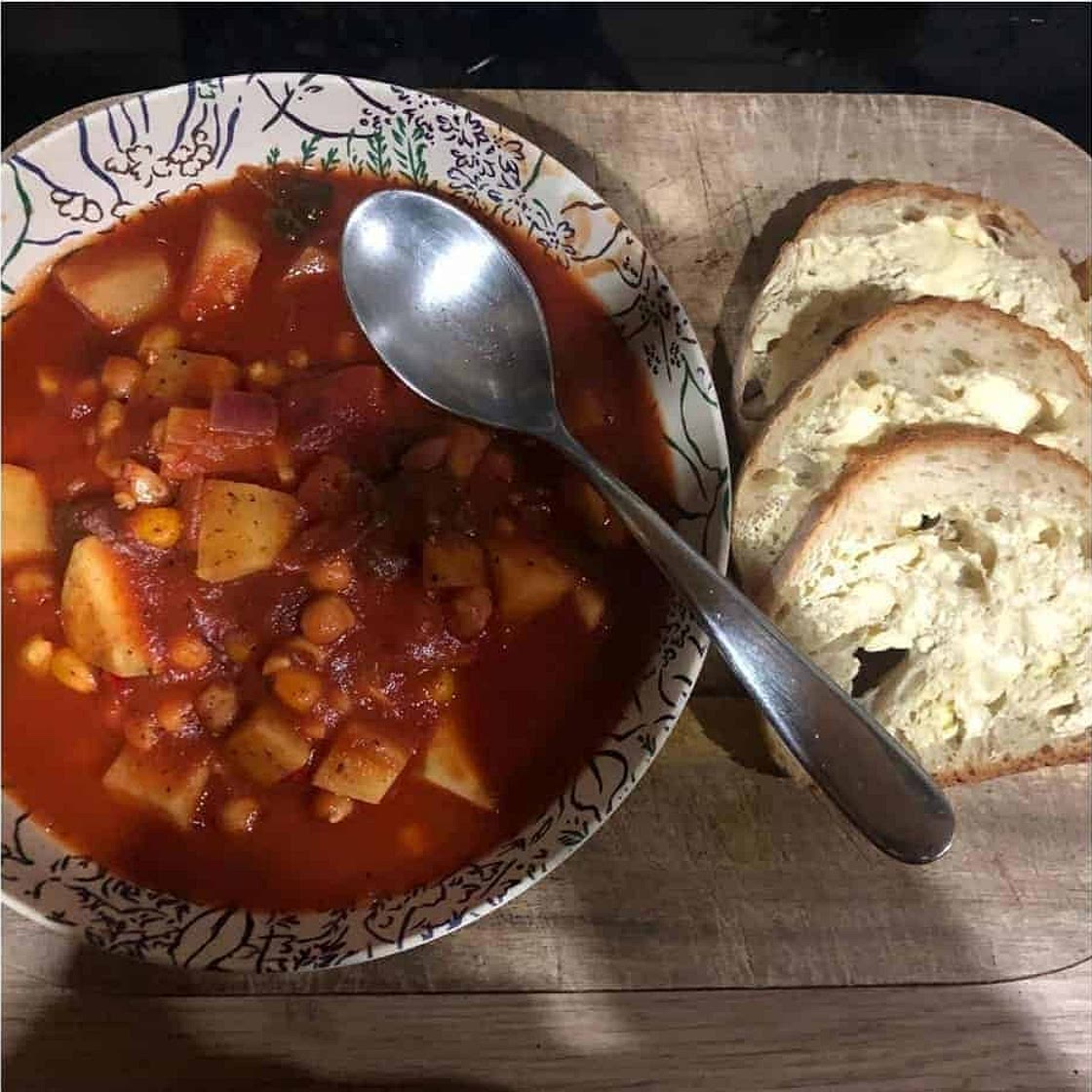 Chickpea, sweet potato & nettle stew
