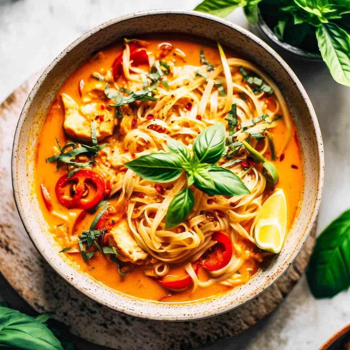 Easy Chicken Thai Noodle Soup with Red Curry
