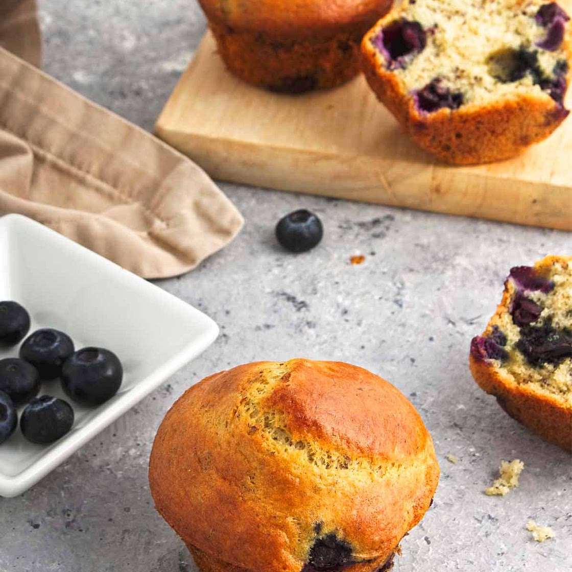 Vegan Blueberry Protein Muffins (with Protein Powder)