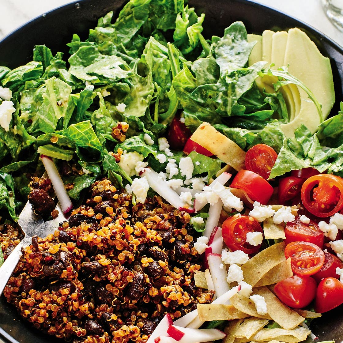 Vegetarian Taco Salad With Creamy Avocado-Lime Dressing