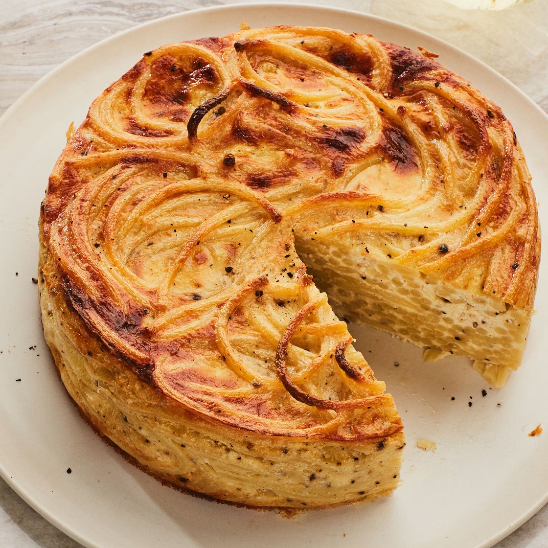 Cacio e Pepe Spaghetti Pie