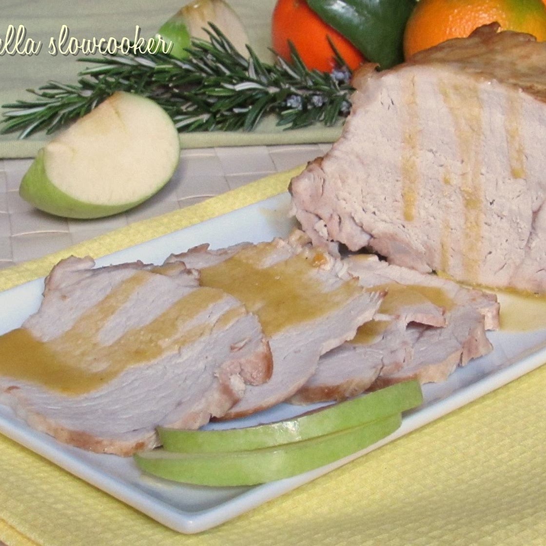Arista nella slow cooker con mela verde e mandarino