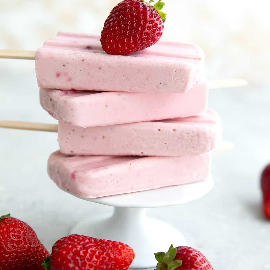 Keto Strawberry Cheesecake Popsicles