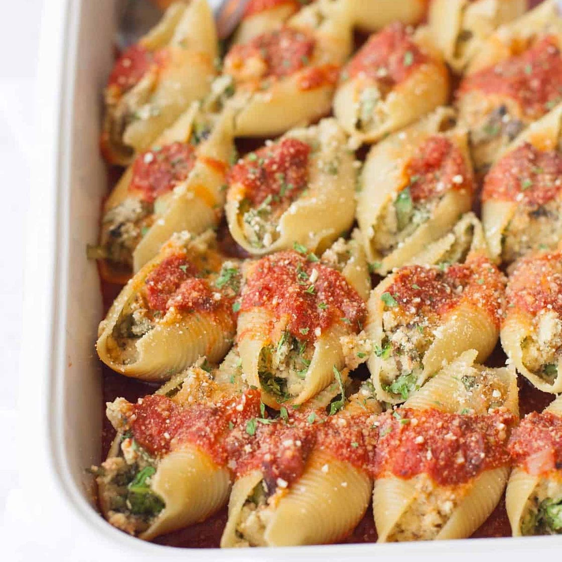 Vegan Stuffed Shells with Cashew Ricotta and Parmesan