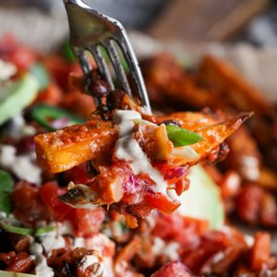 Loaded Chili Sweet Potato Fries