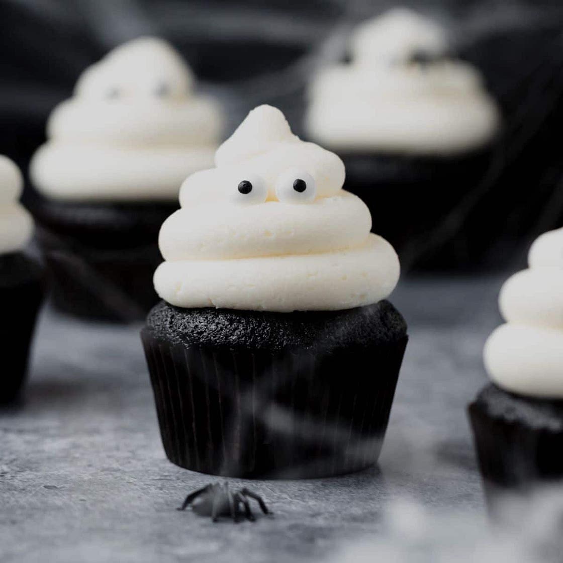 Black Velvet Ghost Cupcakes