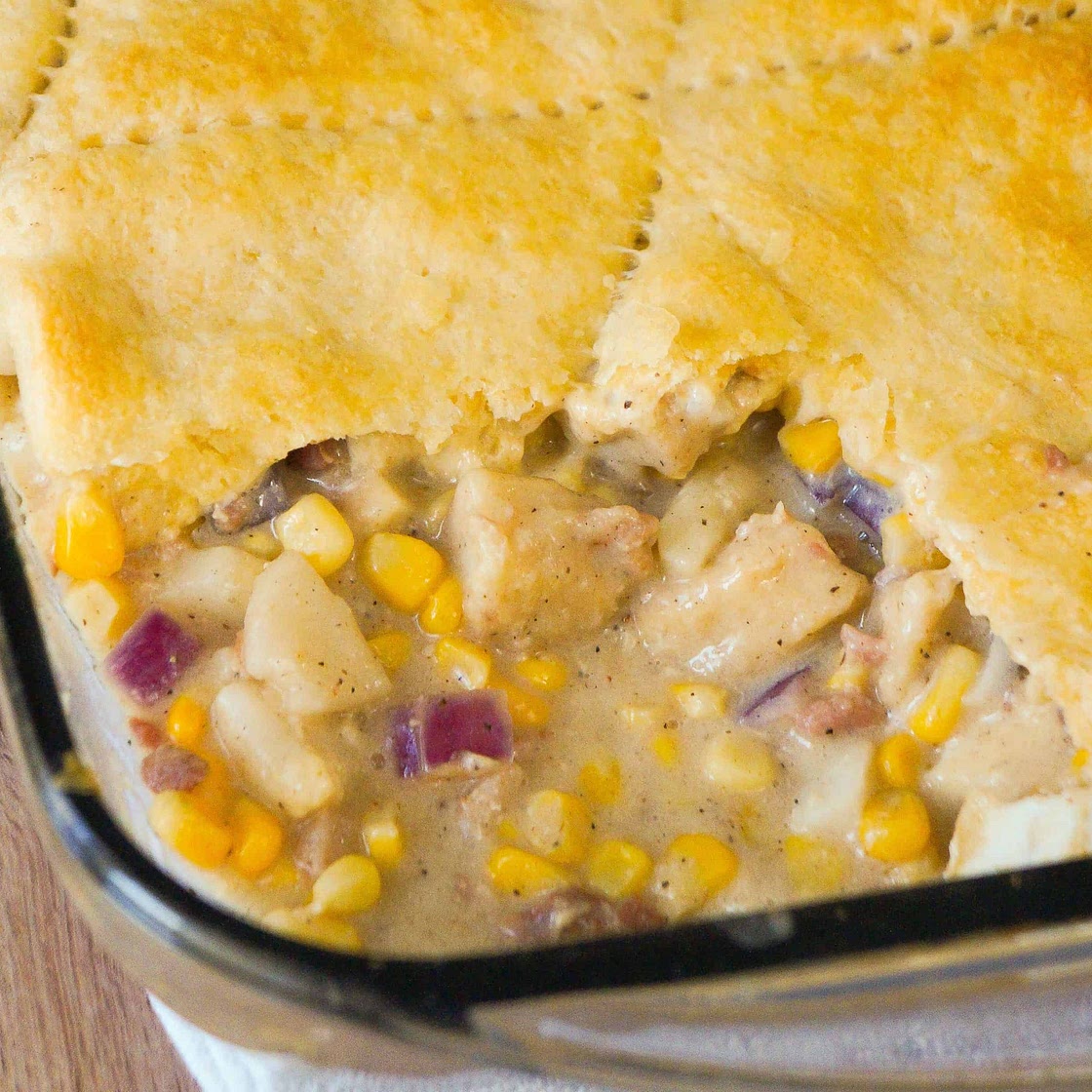 Bacon Chicken Pot Pie with Crescent Rolls