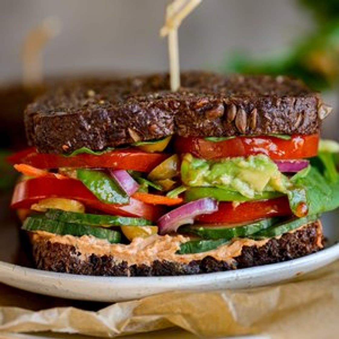 Loaded Avocado & Hummus Veggie Sandwich