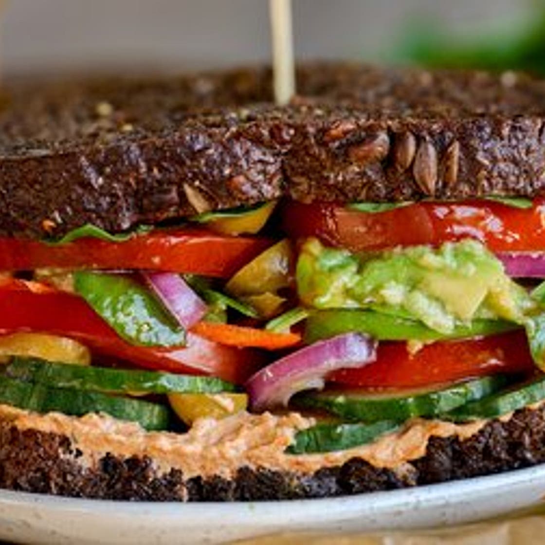 Loaded Avocado & Hummus Veggie Sandwich