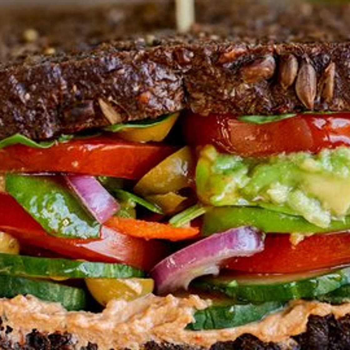 Loaded Avocado & Hummus Veggie Sandwich