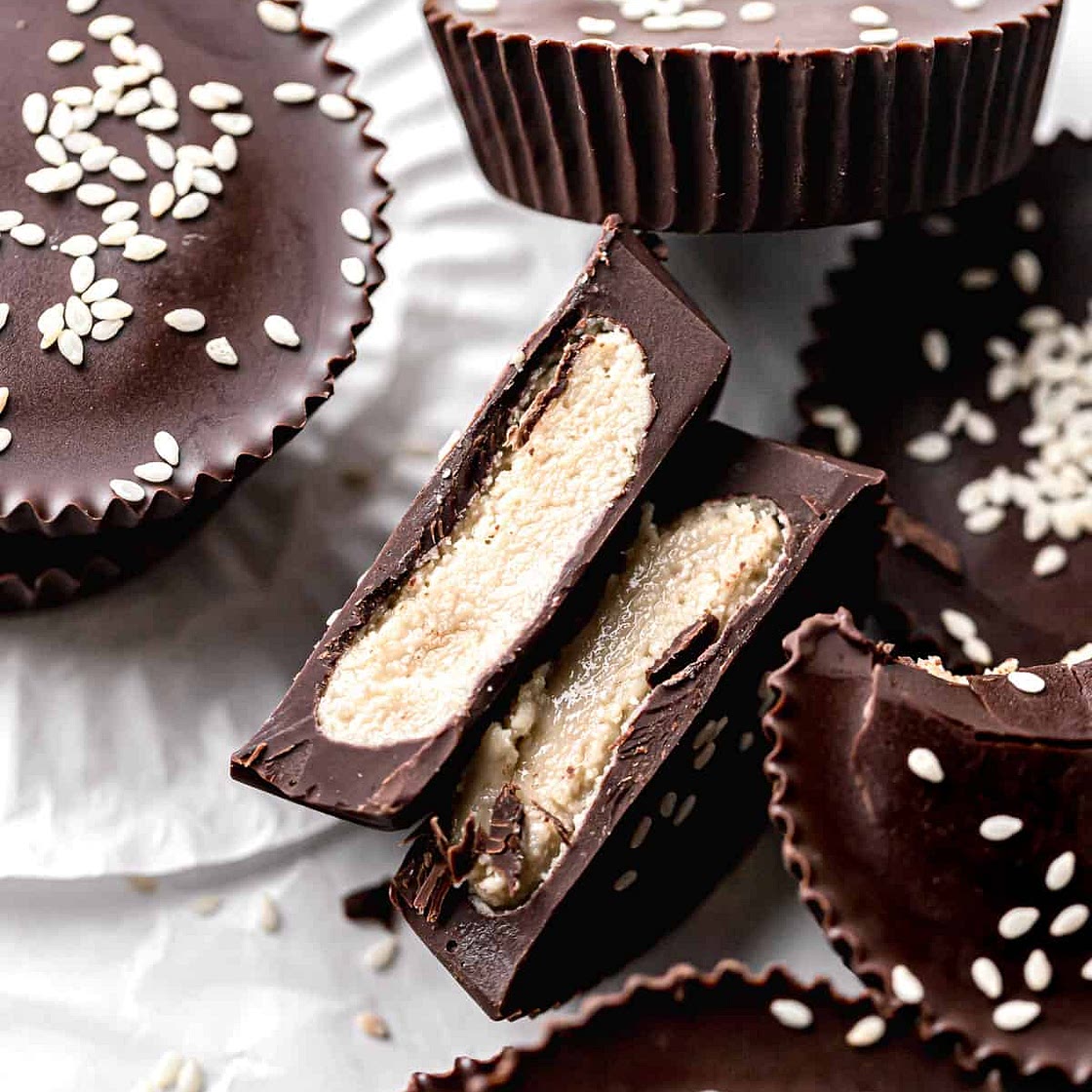 Dark Chocolate Tahini Cups