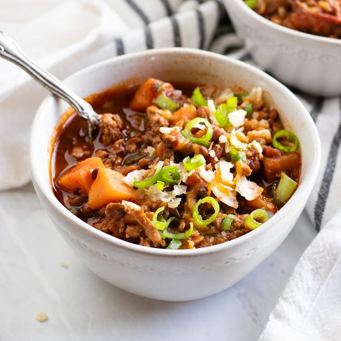 Low FODMAP Turkey Chili with Sweet Potato and Lentils