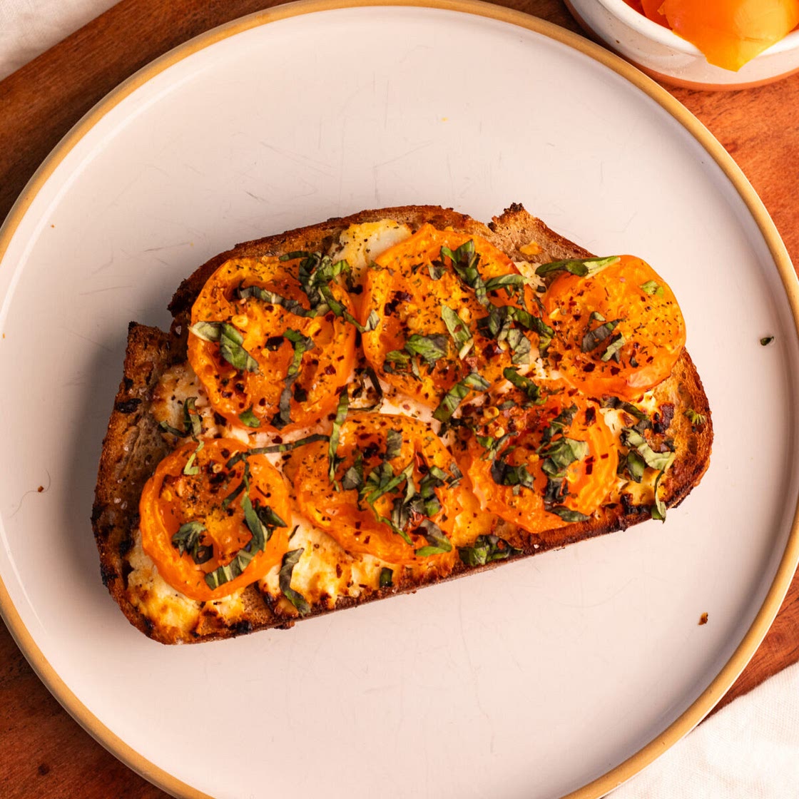 Air Fried Goat Cheese Caprese Toast