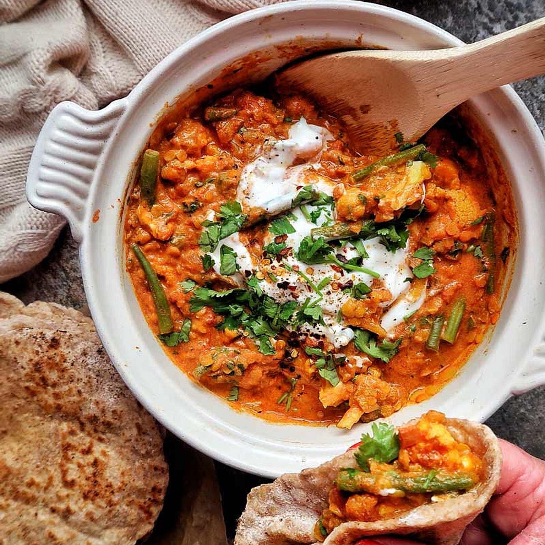 Warming cauliflower and lentil dal