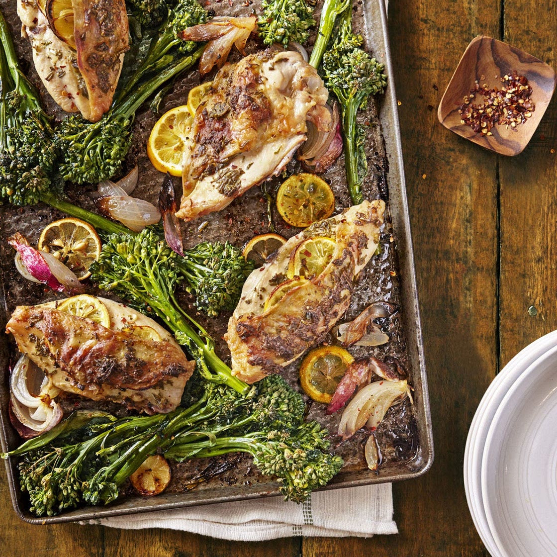 Lemon-Rosemary Chicken with Roasted Broccolini