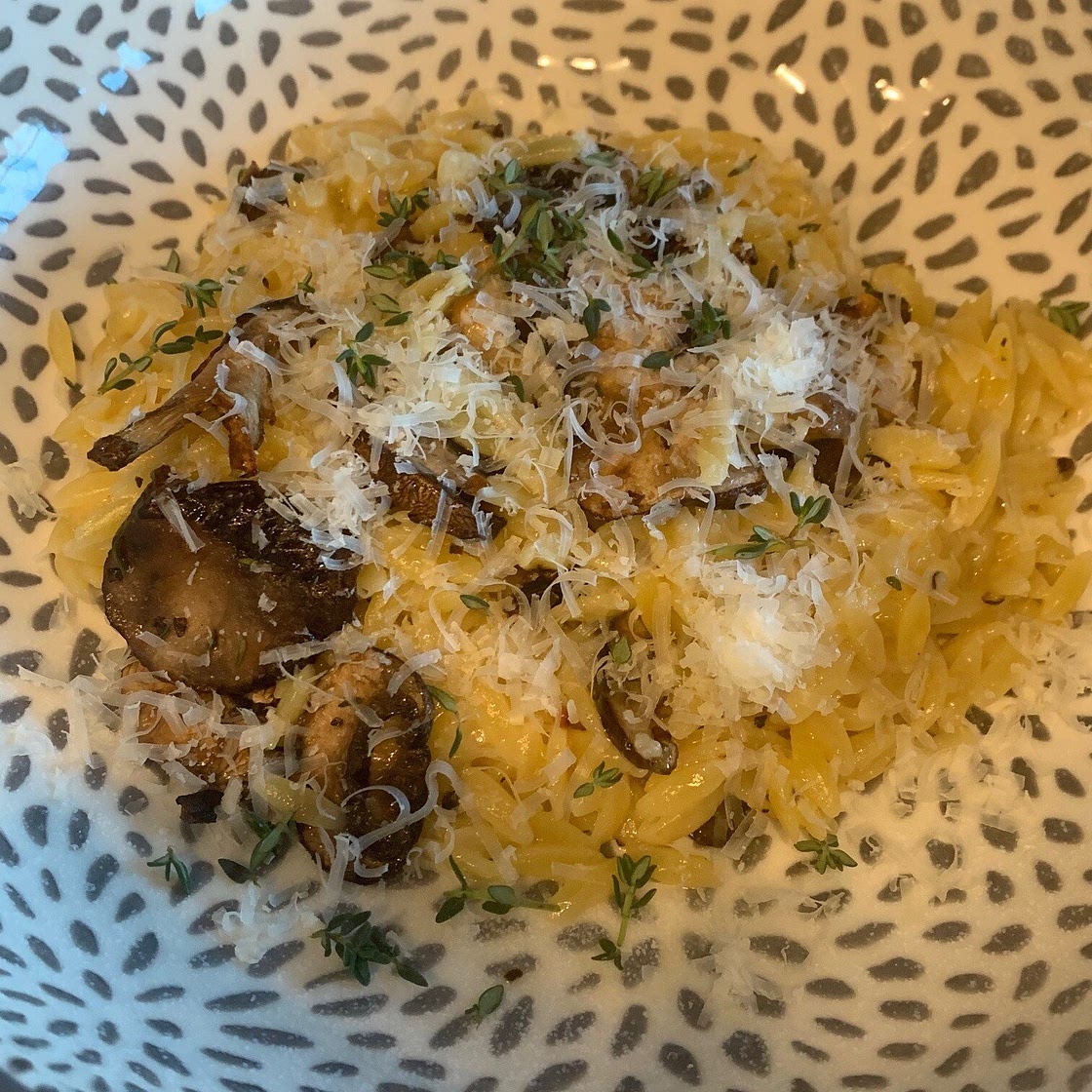 Crispy Mushroom Cacio e Pepe Orzo