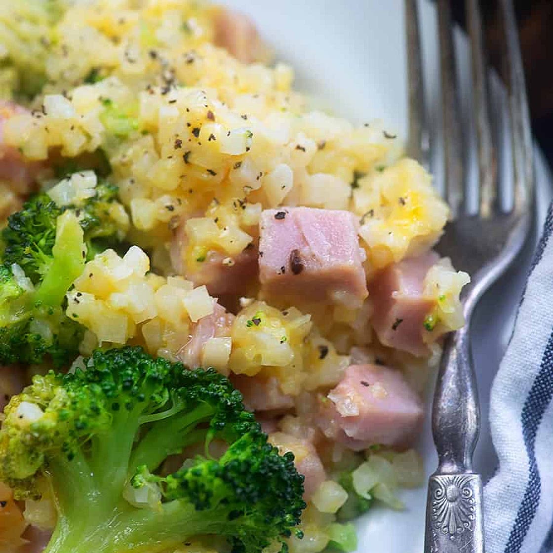 Ham Casserole with Cauliflower Rice