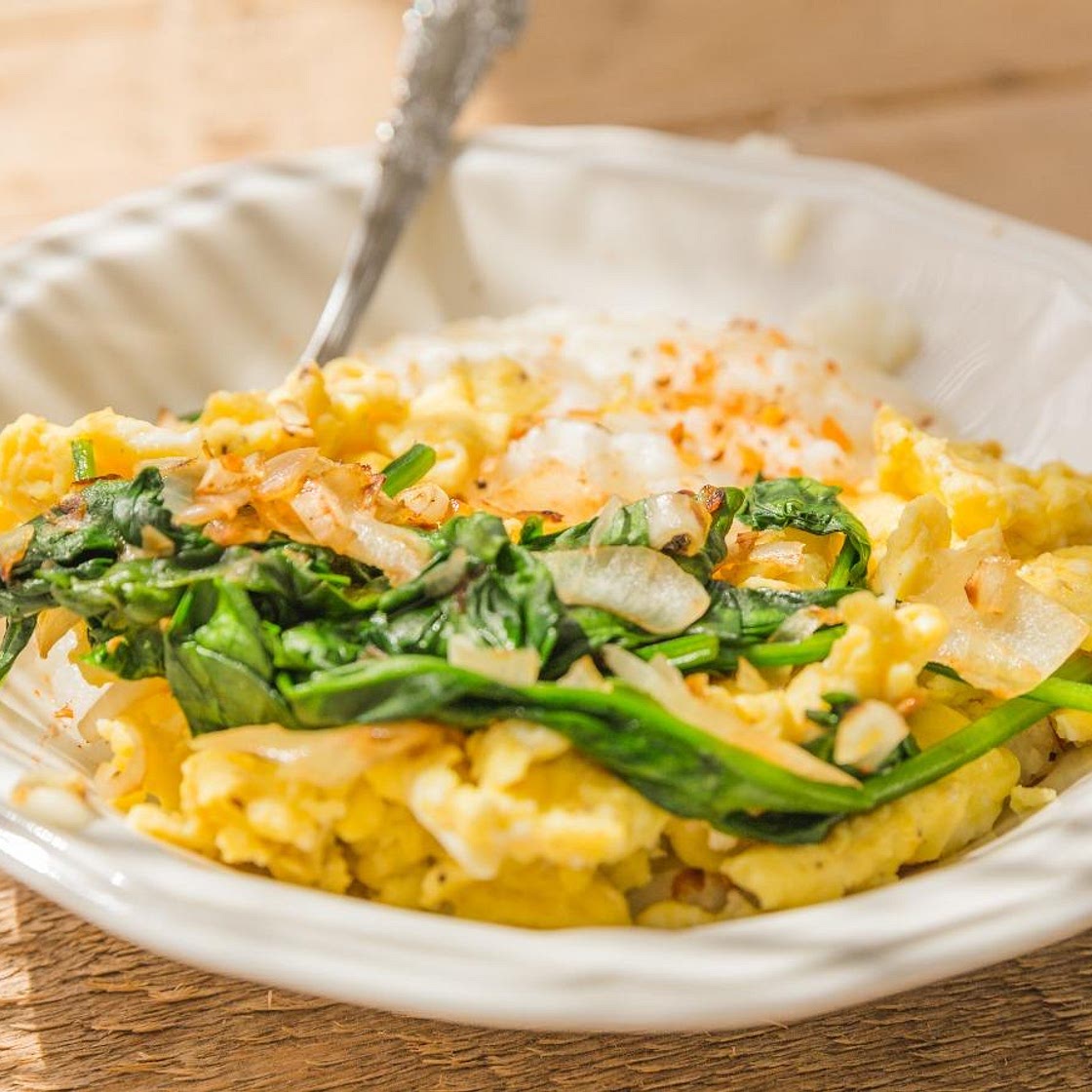 Spinach Onion Scramble