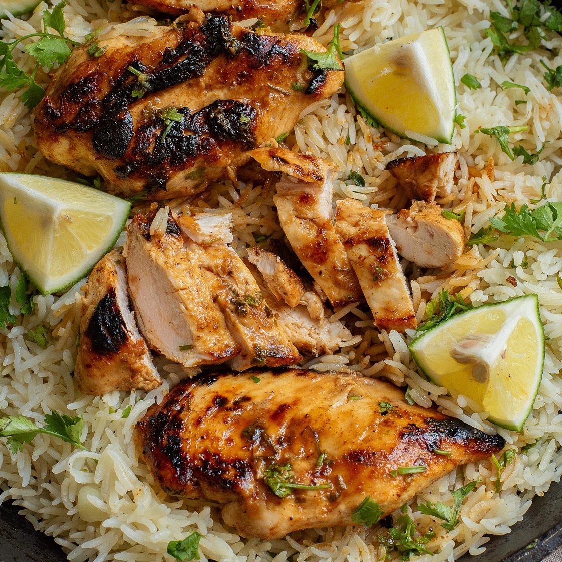 One Pan Cilantro Lime Chicken and Cilantro Rice