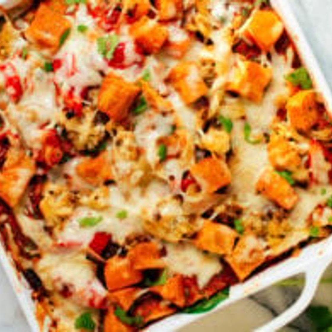 Roasted Veggie Enchilada Casserole